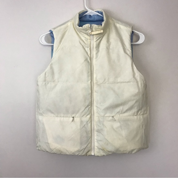Vtg Old Navy Sz 10 Juniors Blue White Snow Seal Vest Outdoor Puffer Top Zip Up - Picture 2 of 16